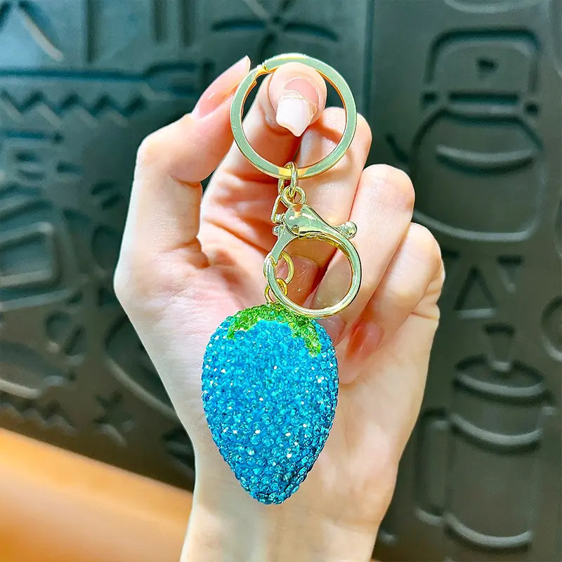 Full Diamond Strawberry Keychain Pendant
