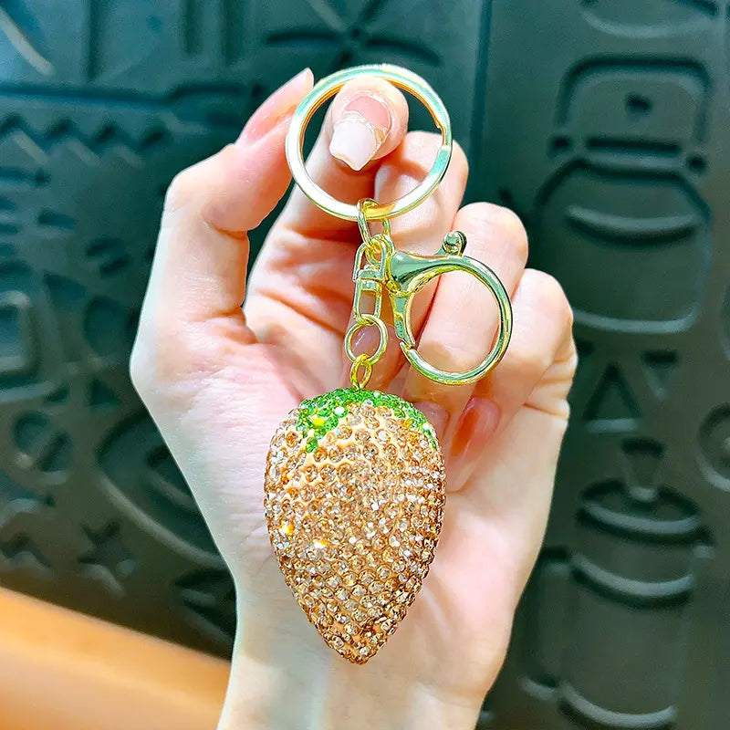 Full Diamond Strawberry Keychain Pendant