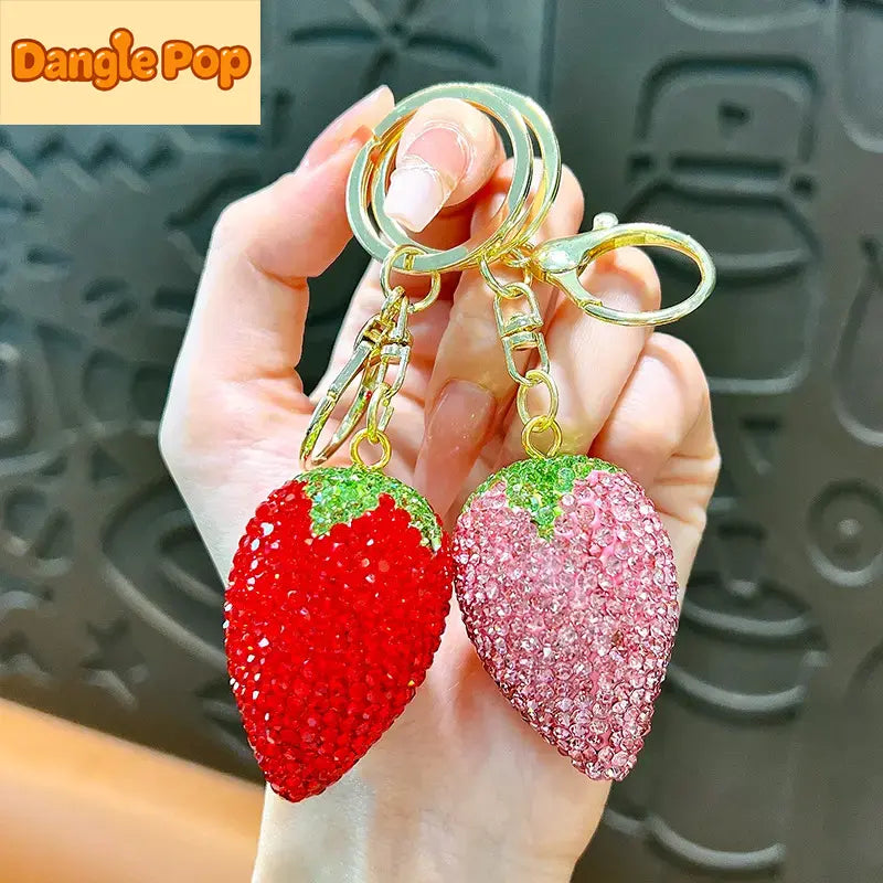 Full Diamond Strawberry Keychain Pendant