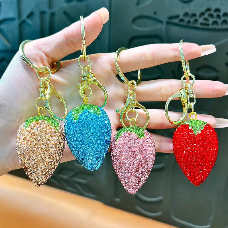 Full Diamond Strawberry Keychain Pendant