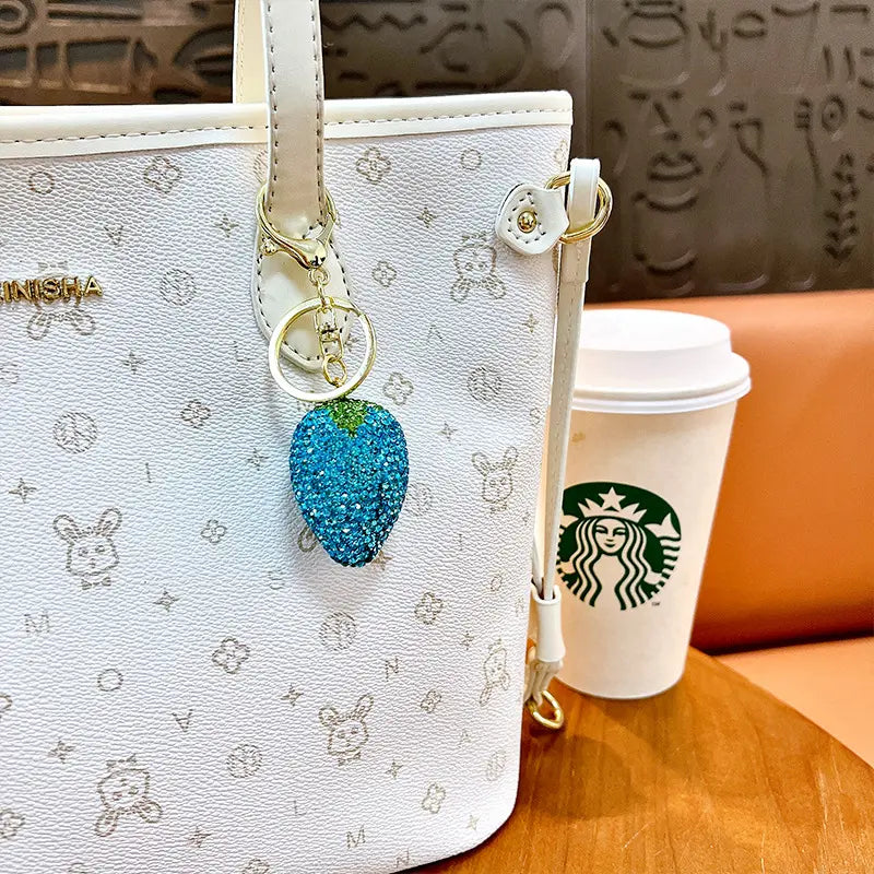 Full Diamond Strawberry Keychain Pendant
